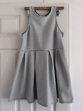 Connection 18 Black and White Checkered Fit-and-Flare Dress